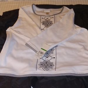 Alfred Dunner shirt white and black and gray size LG